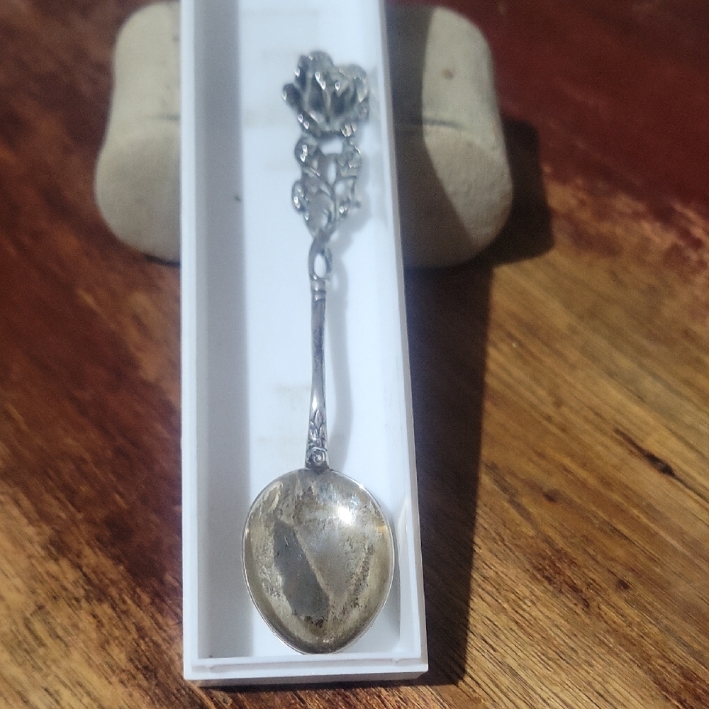 Elegant German Sterling Silver Rose Spoon